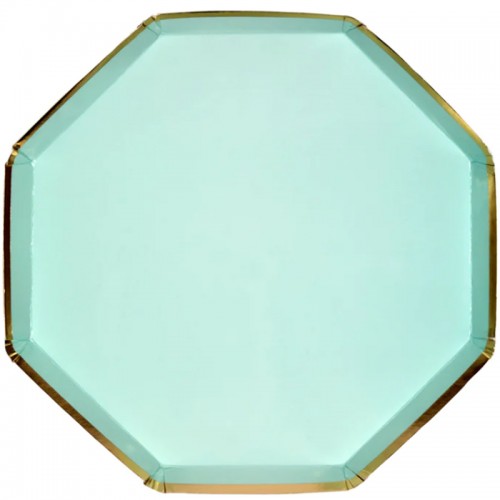 Pratos Octogonais Verde Água|23cm